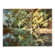 Reflets d’arbres sur l’eau, huile sur toile signée