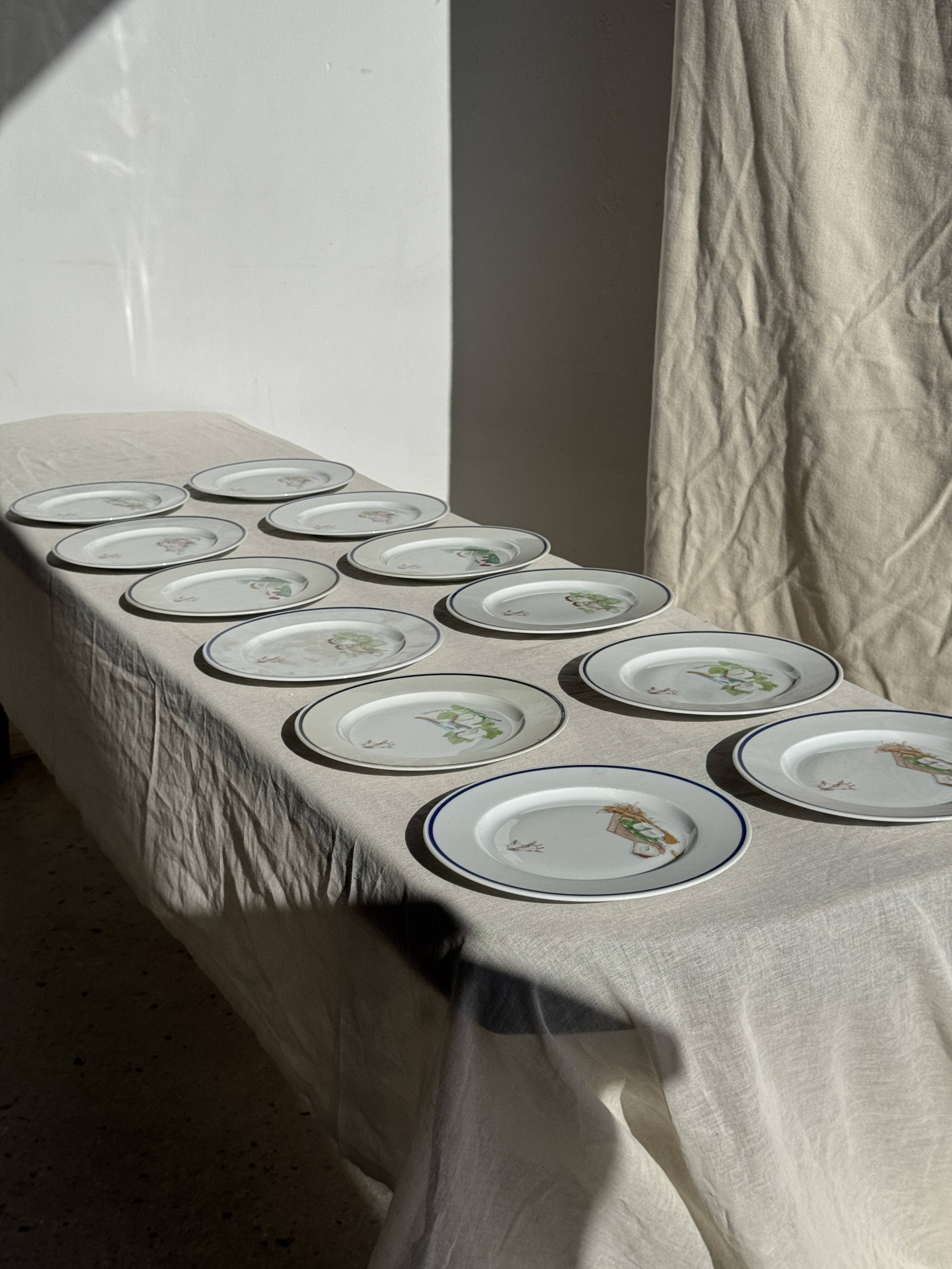 Set of 12 cheese plates France Chavroux 1990s D 21.5