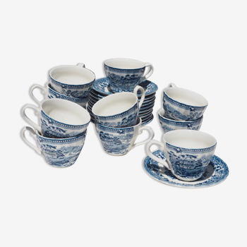 Set de 11 tasses à café Churchill à motifs anglais bleus