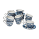 Set of 11 Churchill coffee cups with blue English patterns
