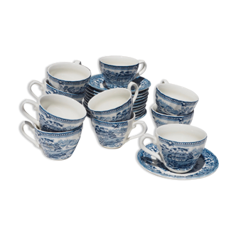 Set de 11 tasses à café Churchill à motifs anglais bleus