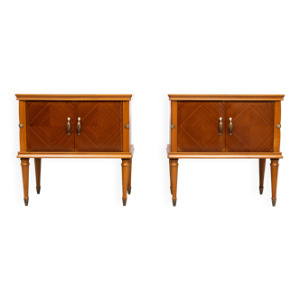 pair Italian Walnut Nightstands 1950s