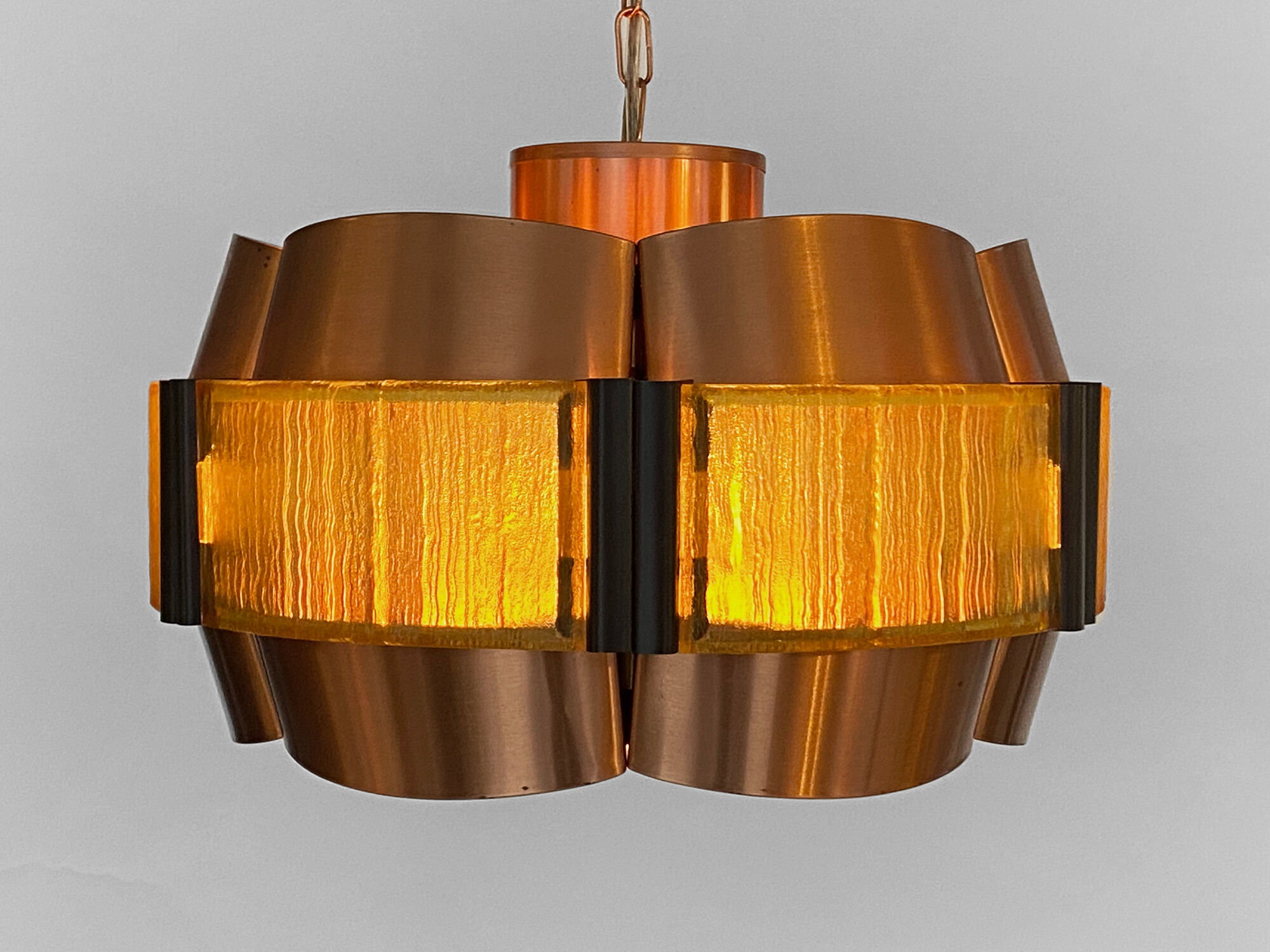 Copper pendant light by Werner Schou for Coronell Elektro. Denmark 1960s