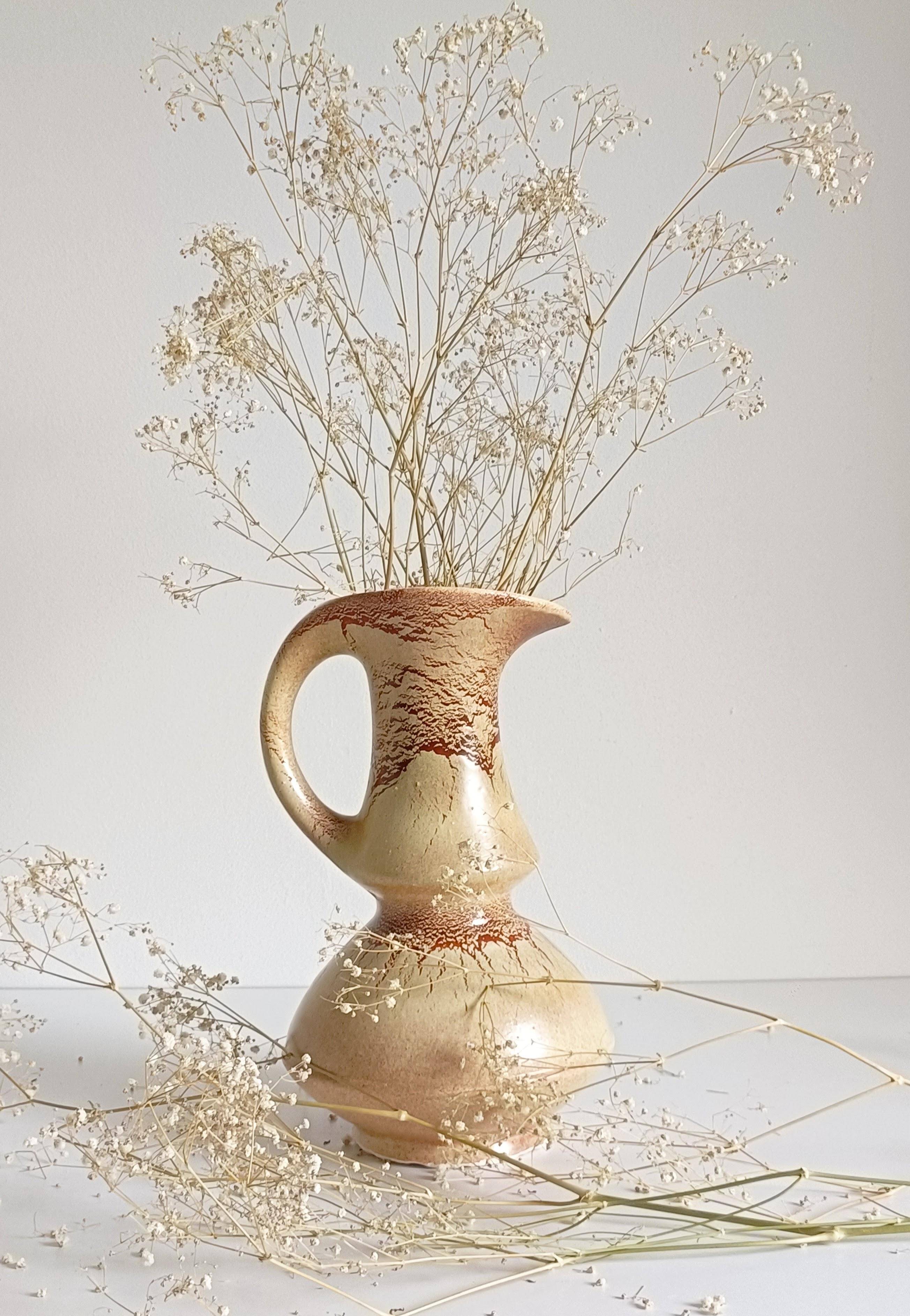 Mid-Century Ceramic Jug Vase by Roberto Rigon for Bertoncello, Signed, 1960s