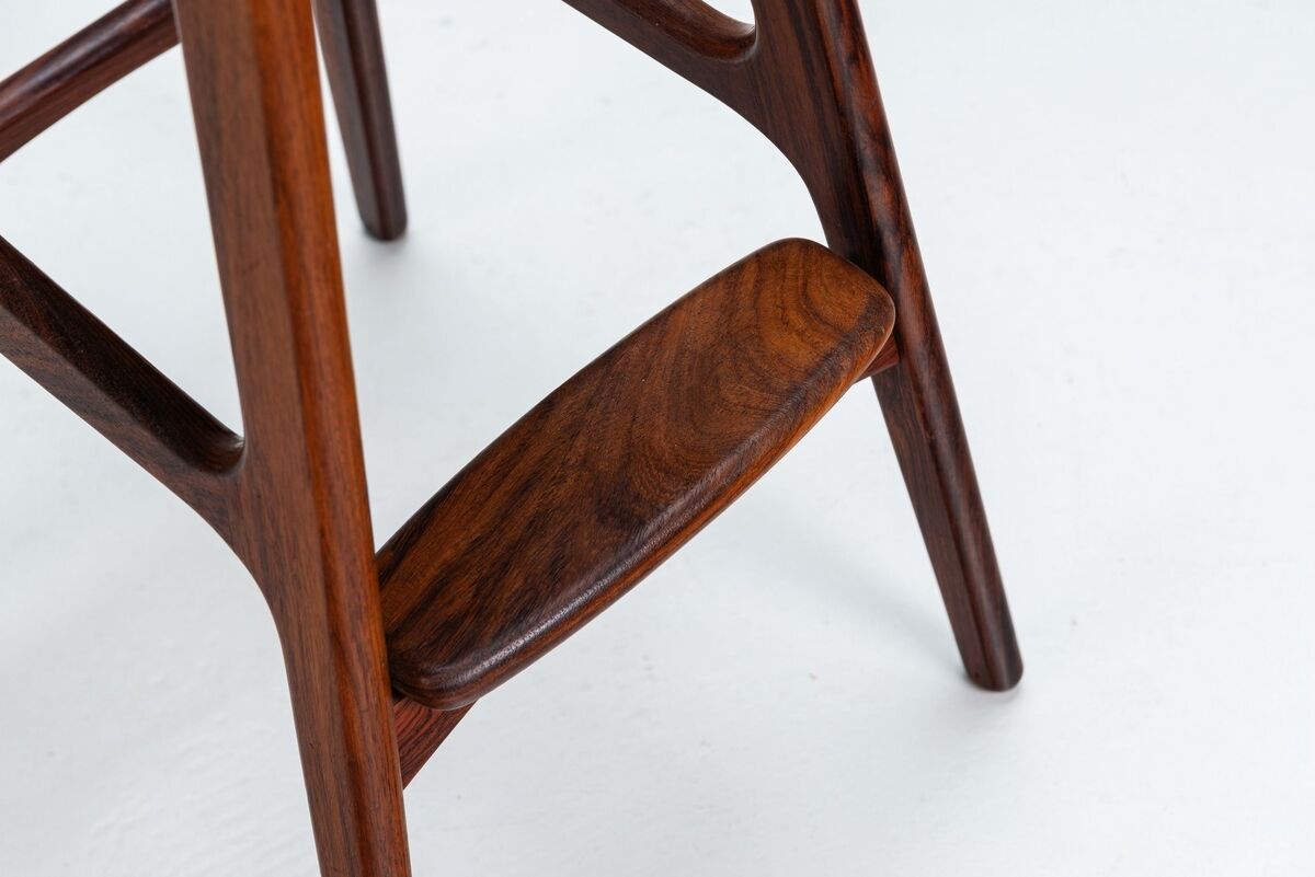 Erik Buch set of three “OD61” bar stools in rosewood Oddense Denmark 1965