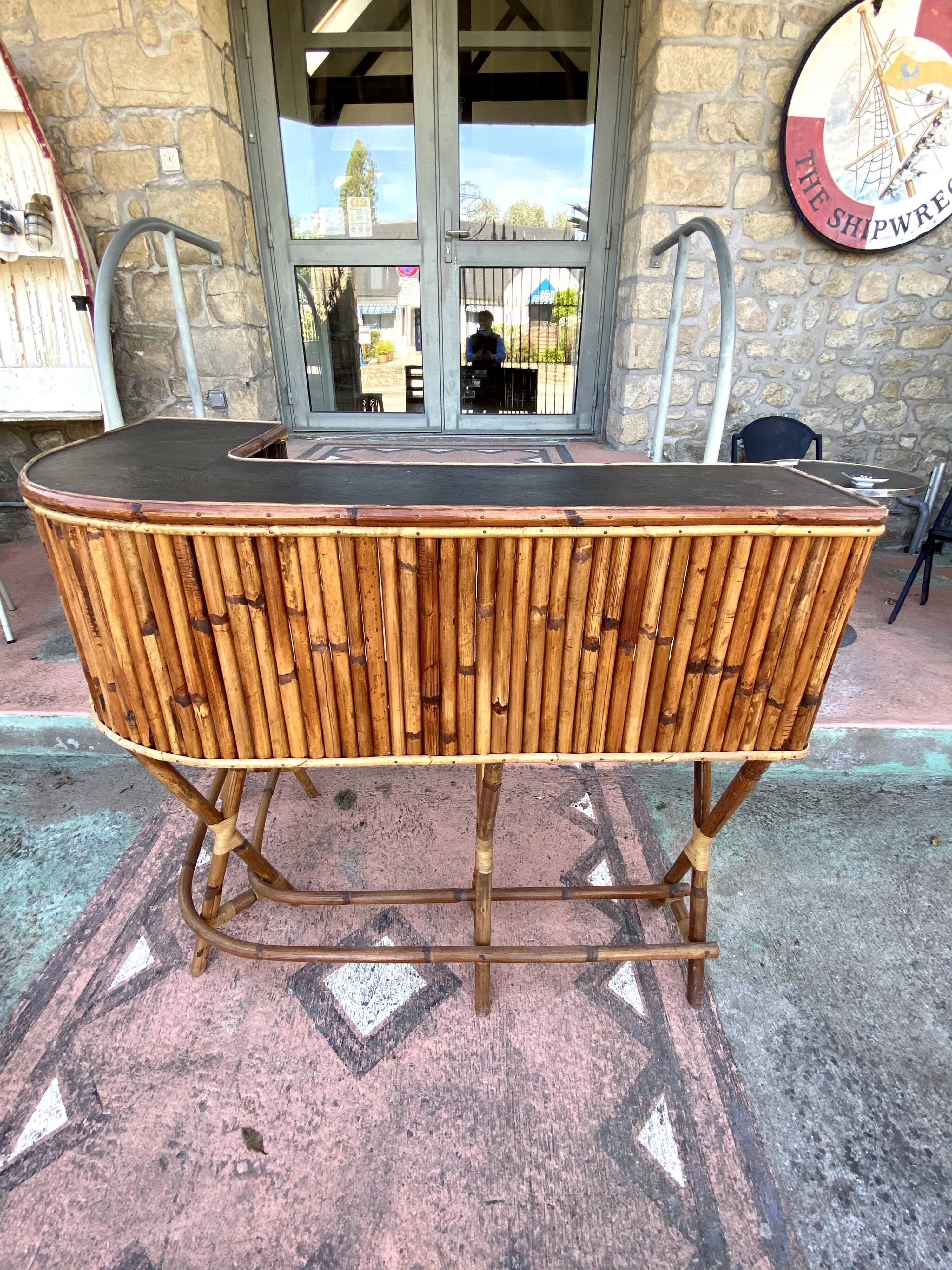 Vintage rattan bar around 1960