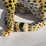 Terracotta ceramic cheetah or leopard statue, 1950s