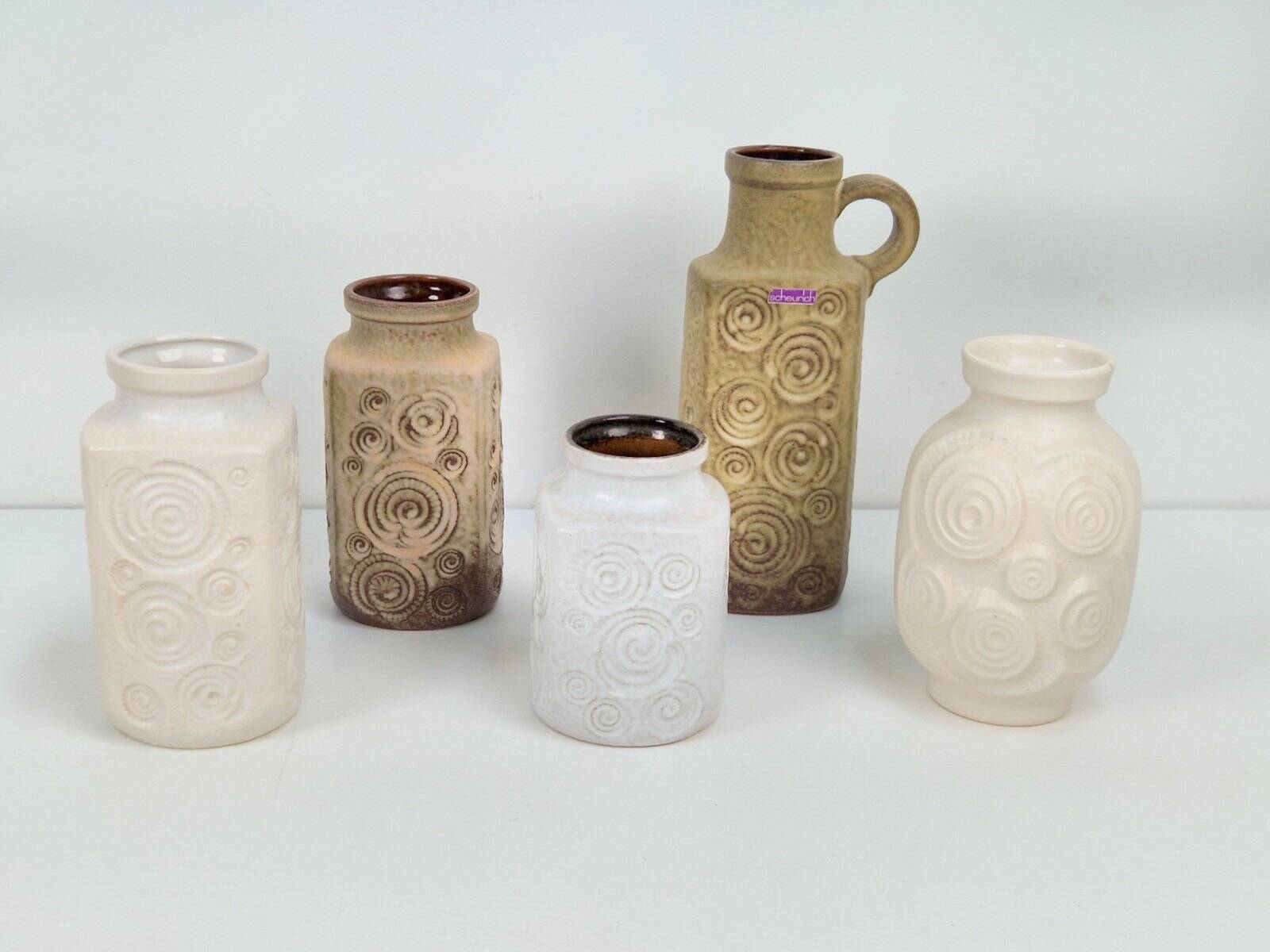Vases vintage Jura de Scheurich Ceramic, RFA, années 1970, ensemble de 5