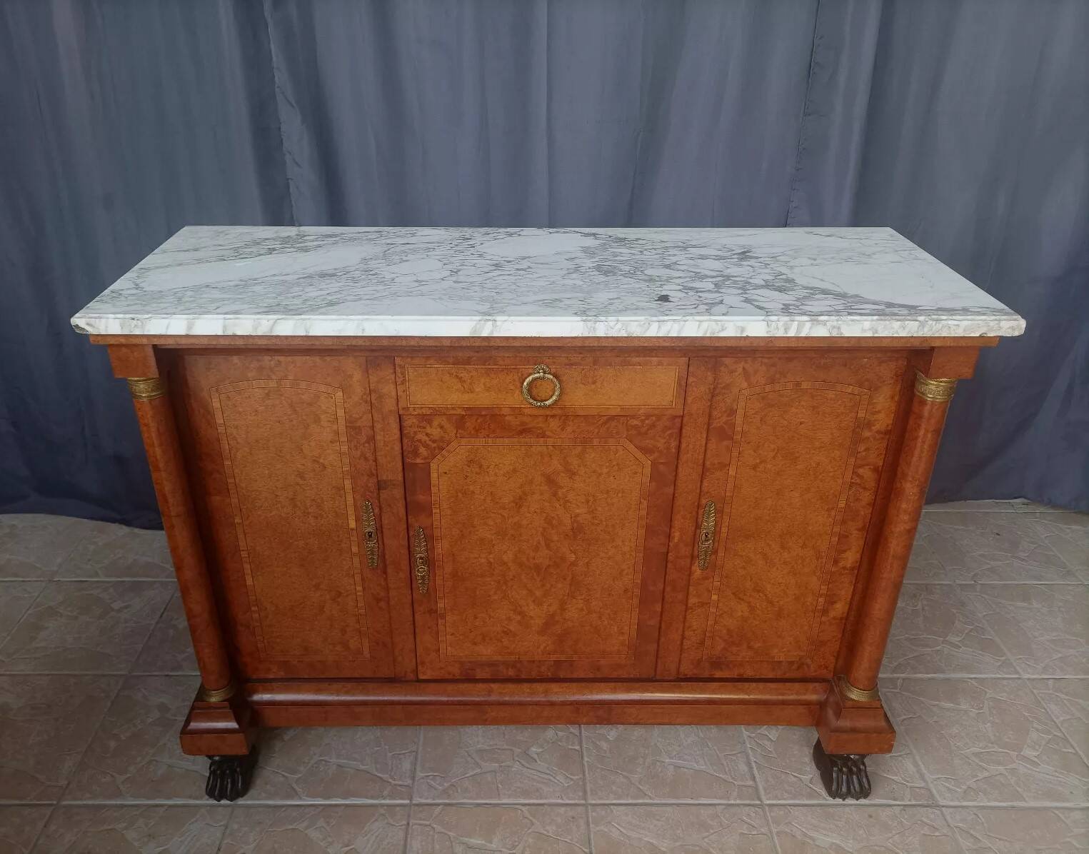 Empire style sideboard in speckled precious wood