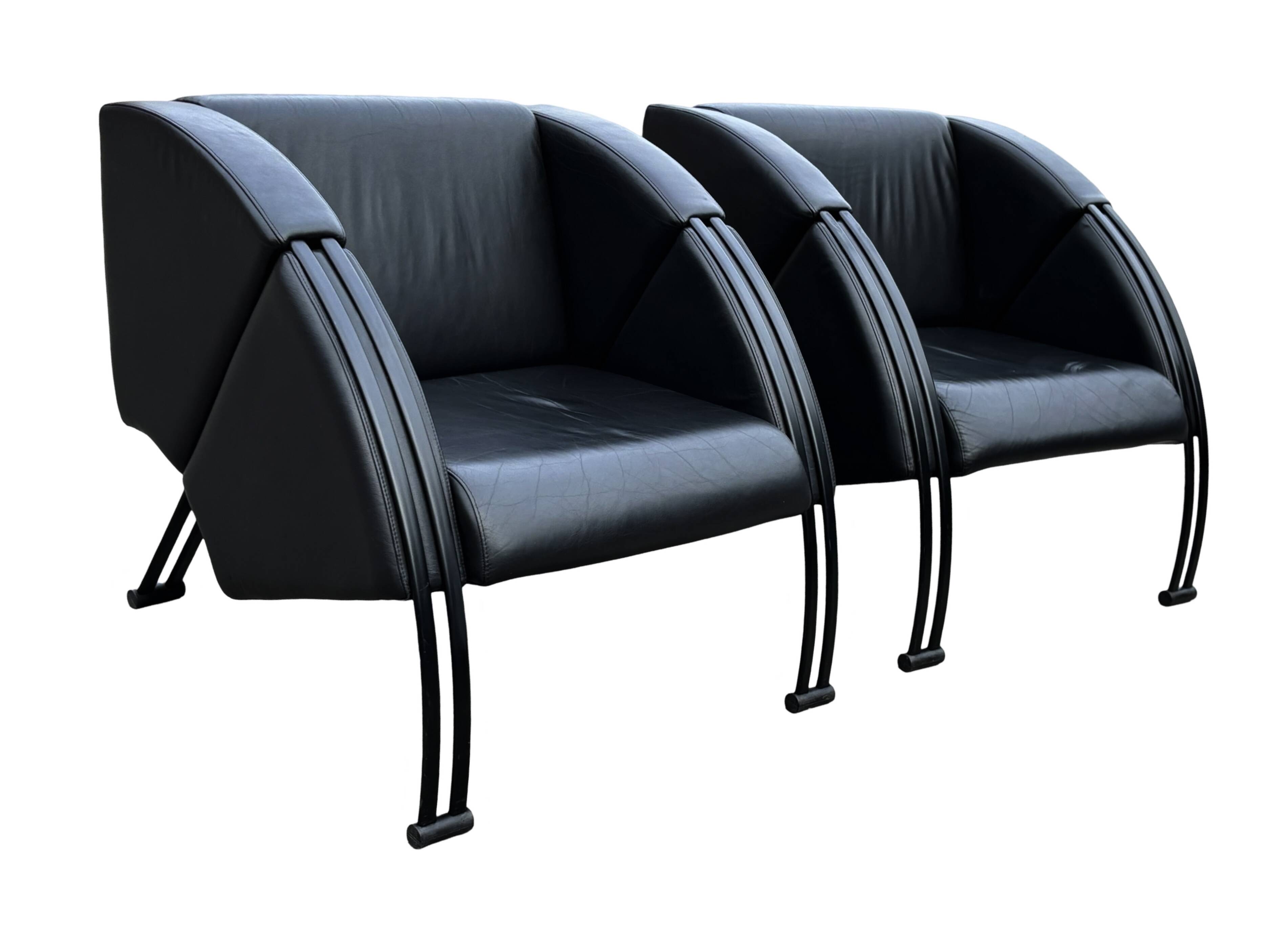 Vintage set of two Young International easy chairs  Post Modern design
