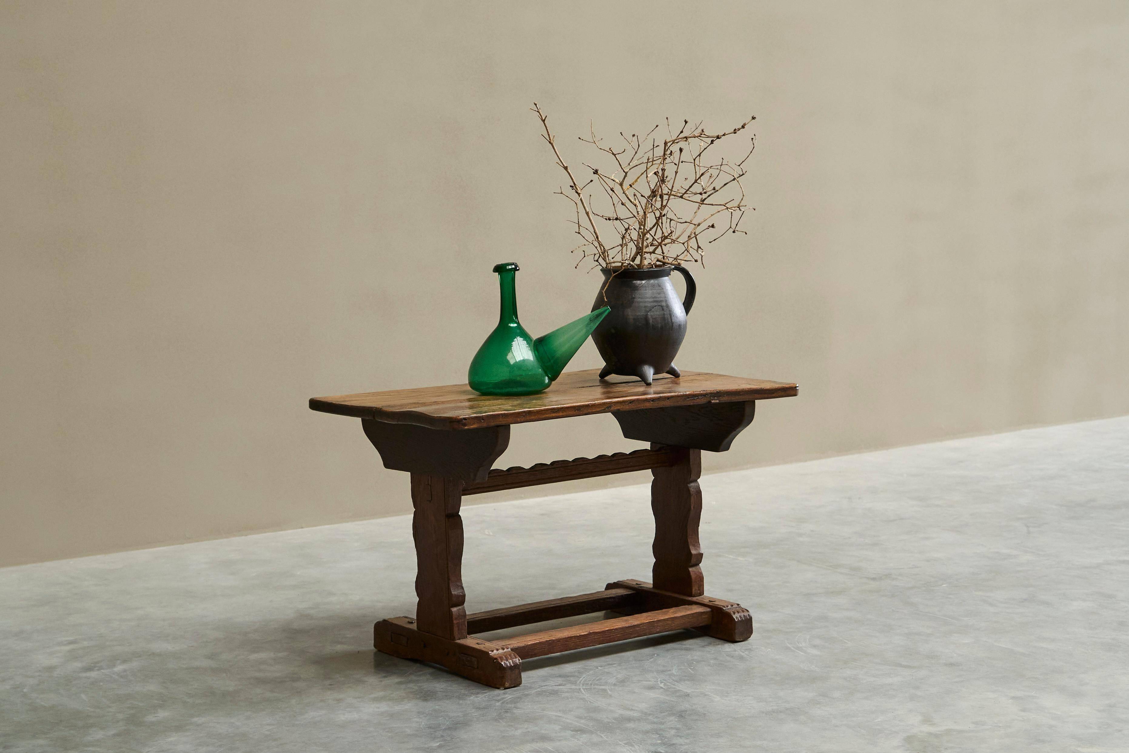 Wabi Sabi style side table in solid oak