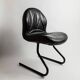Vintage black leather cantilever chair with metal frame – 1980s Italian design