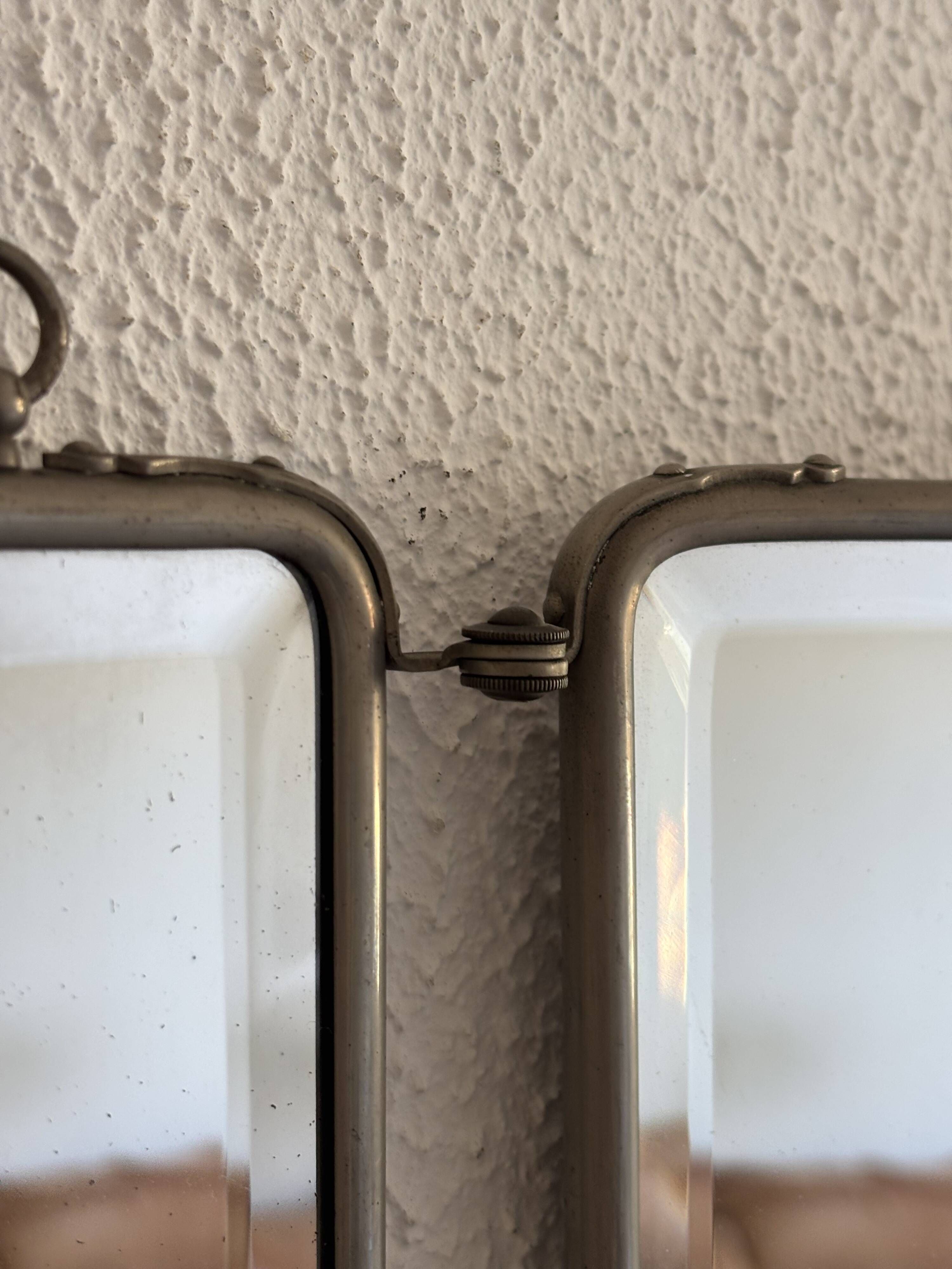 Vintage 1930s triptych barber mirror crocodile crystal - 30x69 cm