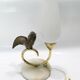 1940-50 perched bird lamp, alabaster, brass and regula