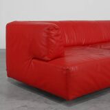 Red Mid-century 3-seater Leather Sofa by Edra, Italy 2000