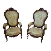 Paire de Fauteuils d'Époque "Balloon Back" – Style Rococo Revival (XIXe siècle)