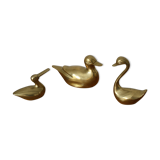 Set of 2 ducks and 1 brass swan