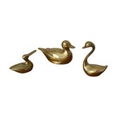 Set of 2 ducks and 1 brass swan