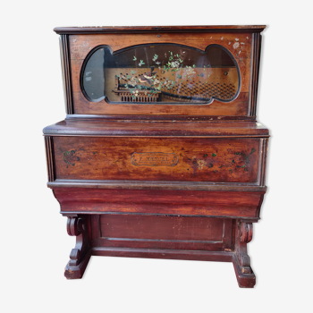 Piano mecanique à cylindre f mancel bois peint époque art nouveau