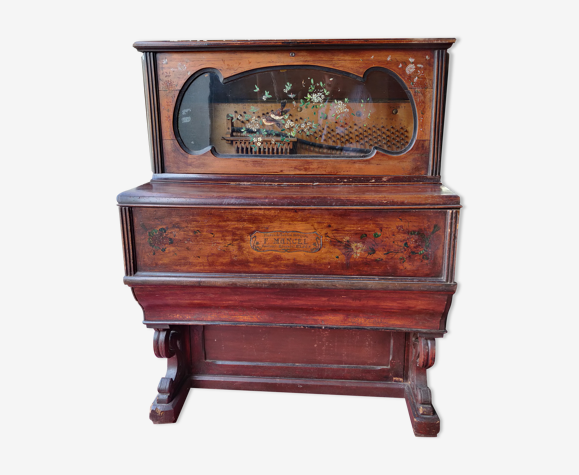 Piano mecanique à cylindre f mancel bois peint époque art nouveau
