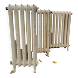 Set of three old radiators with flowered blades in cast iron 20th century