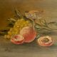 1930s french oil painting on wood, still life with fruits and vegetables
