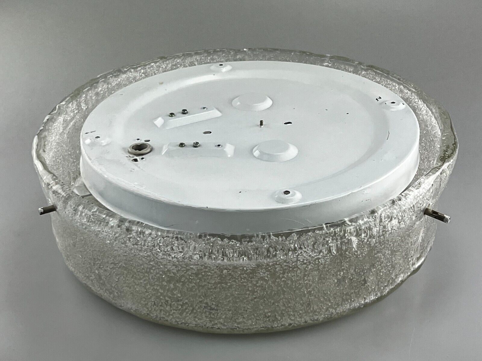 60s 70s lamp light plafoniere flush mount ice glass hillebrand 60s