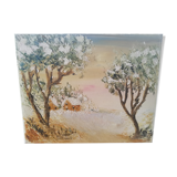 Oil on canvas snowy landscape