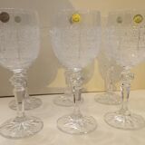 Set of six bohemian crystal wine glasses