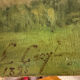 Antique painting, landscape with pond, signed and dated 1895