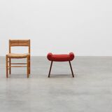 Art Deco Red Reupholstered Stool, Belgium ca. 1920