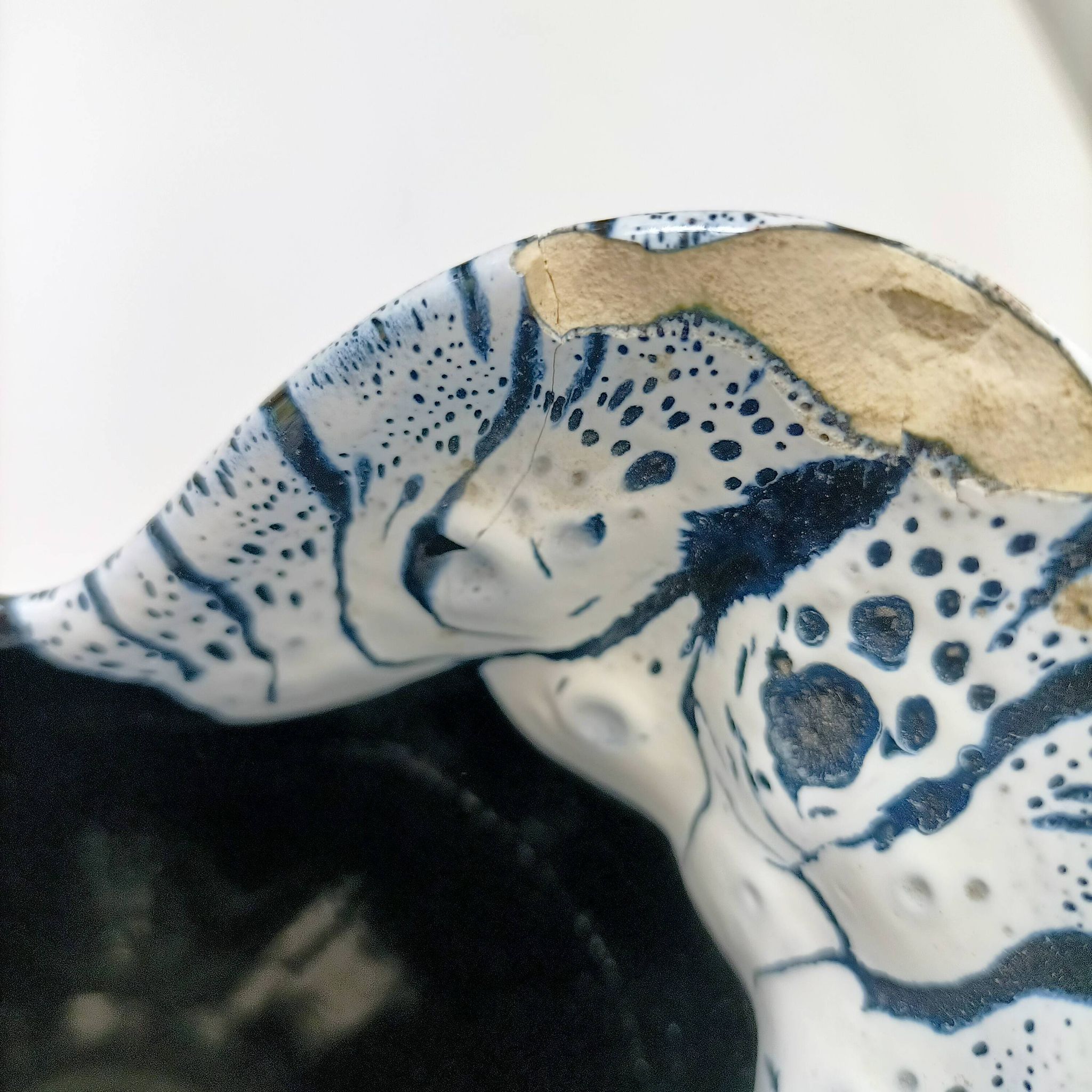 Large black and white glazed ceramic vase - contemporary style 25 cm