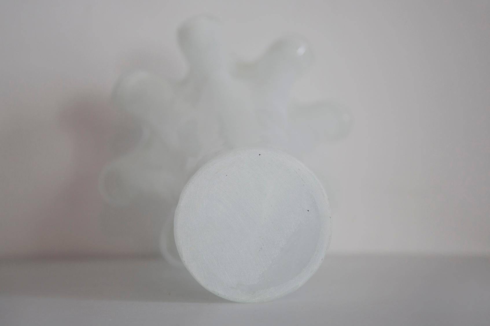 Vintage white Murano glass vase, Italy, 2000s