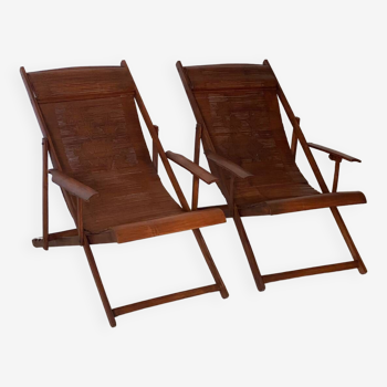 Chaises longues bambou