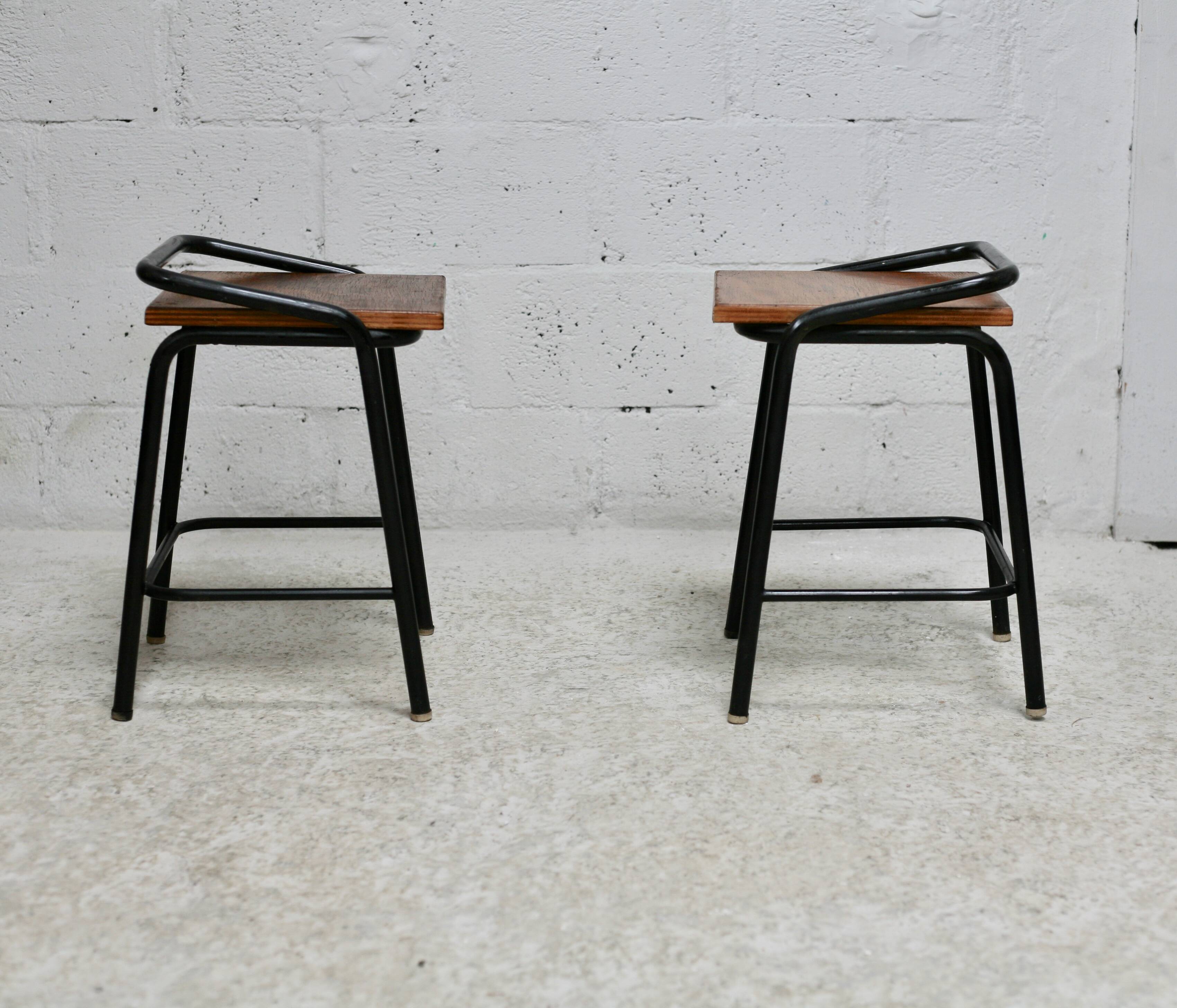 Pair of modernist stools, France, 1960s