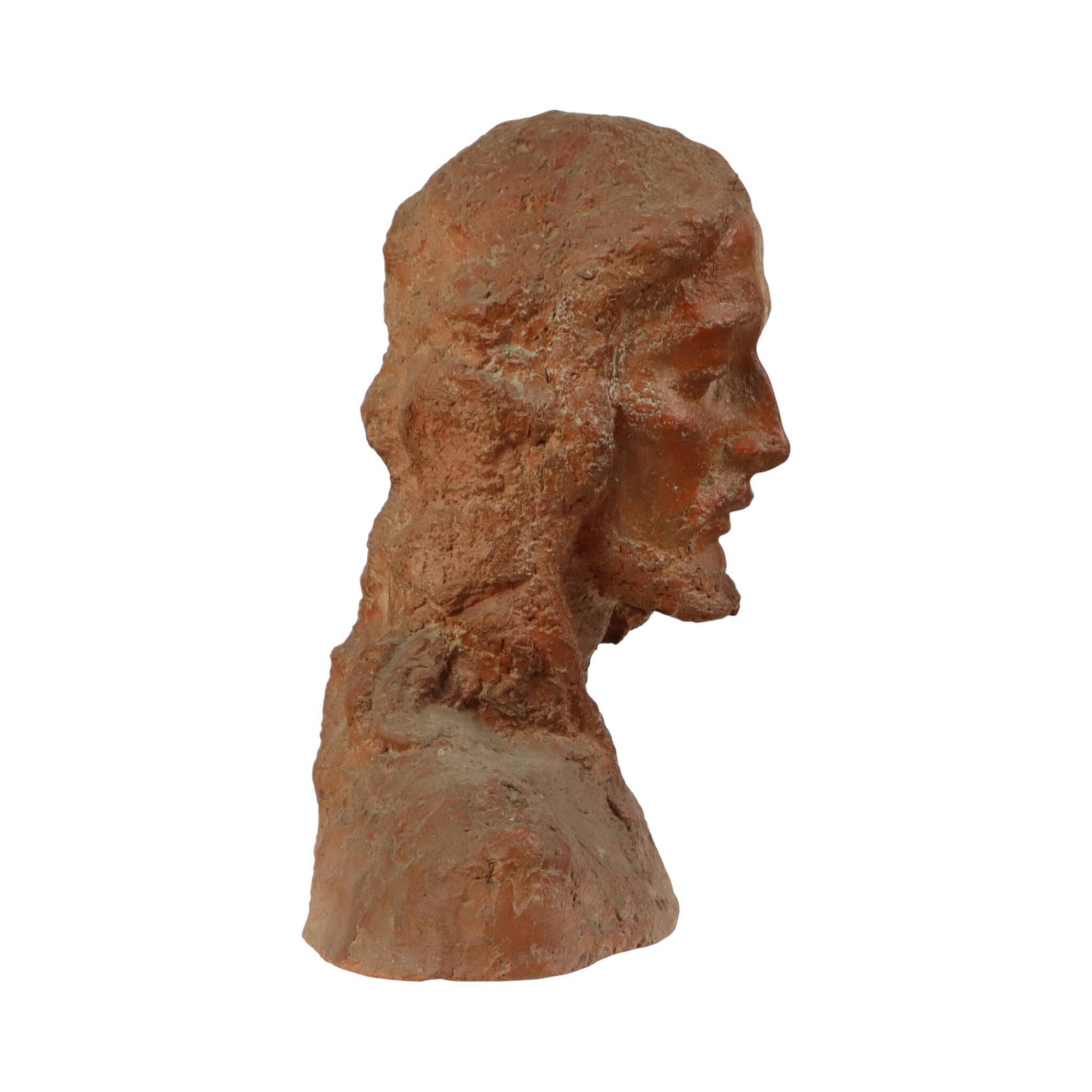 Old Abstract Terracotta Bust of Christ Life Size