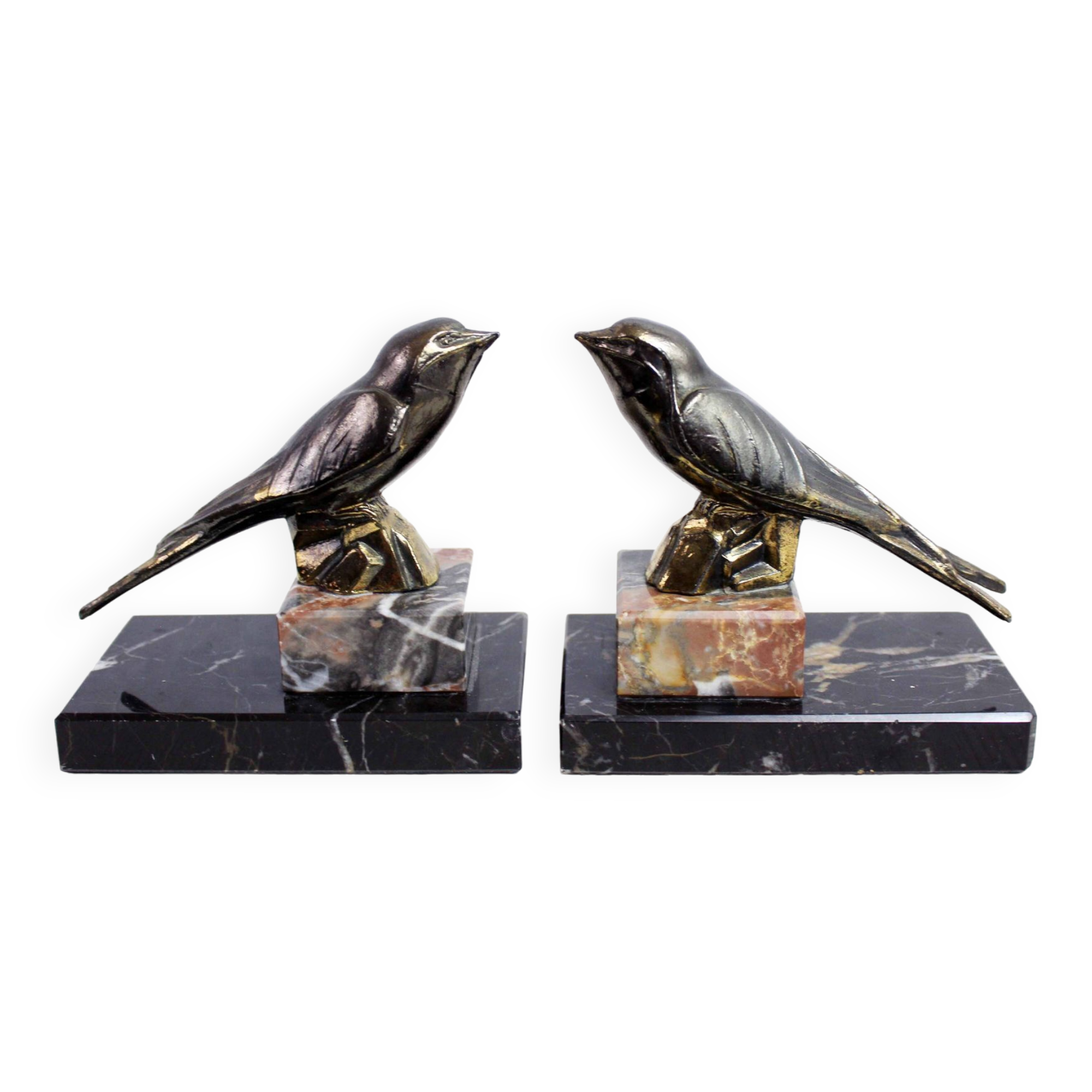 Bird bookends in brass and marble