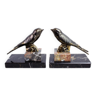 Bird bookends in brass and marble