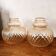 Pair of frosted iridescent glass globes