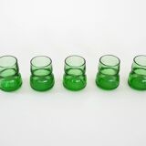 Set of green glasses, Italian design, 1970s, made in Italy