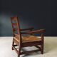 Rustic Oak & Rush Armchair, France, 1930s