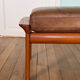 Ottoman tabouret teck et cuir scandinave vintage