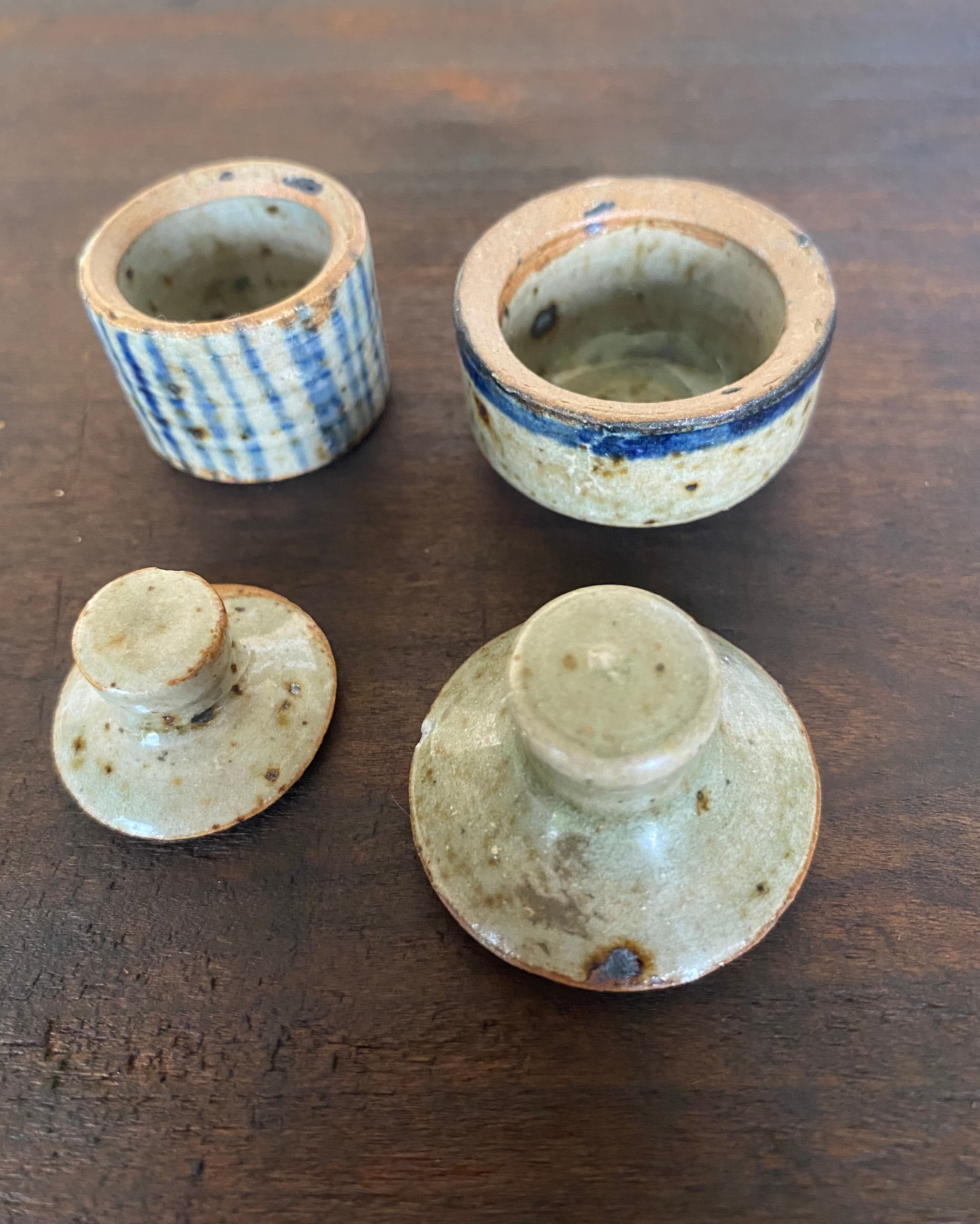 Duo of stoneware boxes