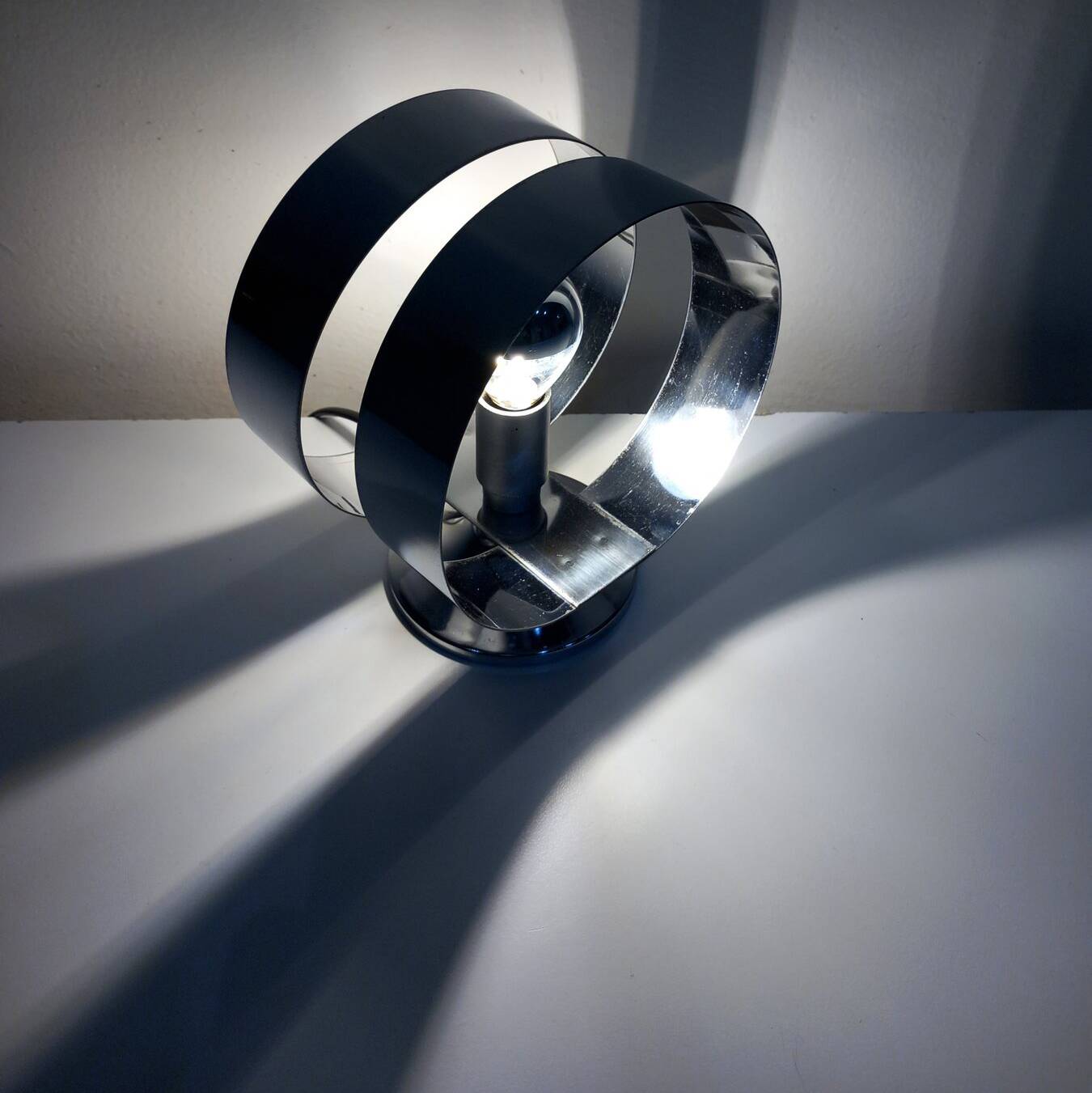 Vintage Table Lamp • Rings • Steel • Space Age • 1970