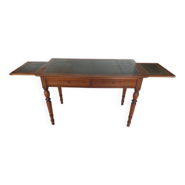 Wooden desk, leather top, extensions
