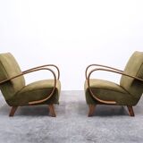 1930 Jindrich Halabala Bentwood Armchair in Forest Green Velvet