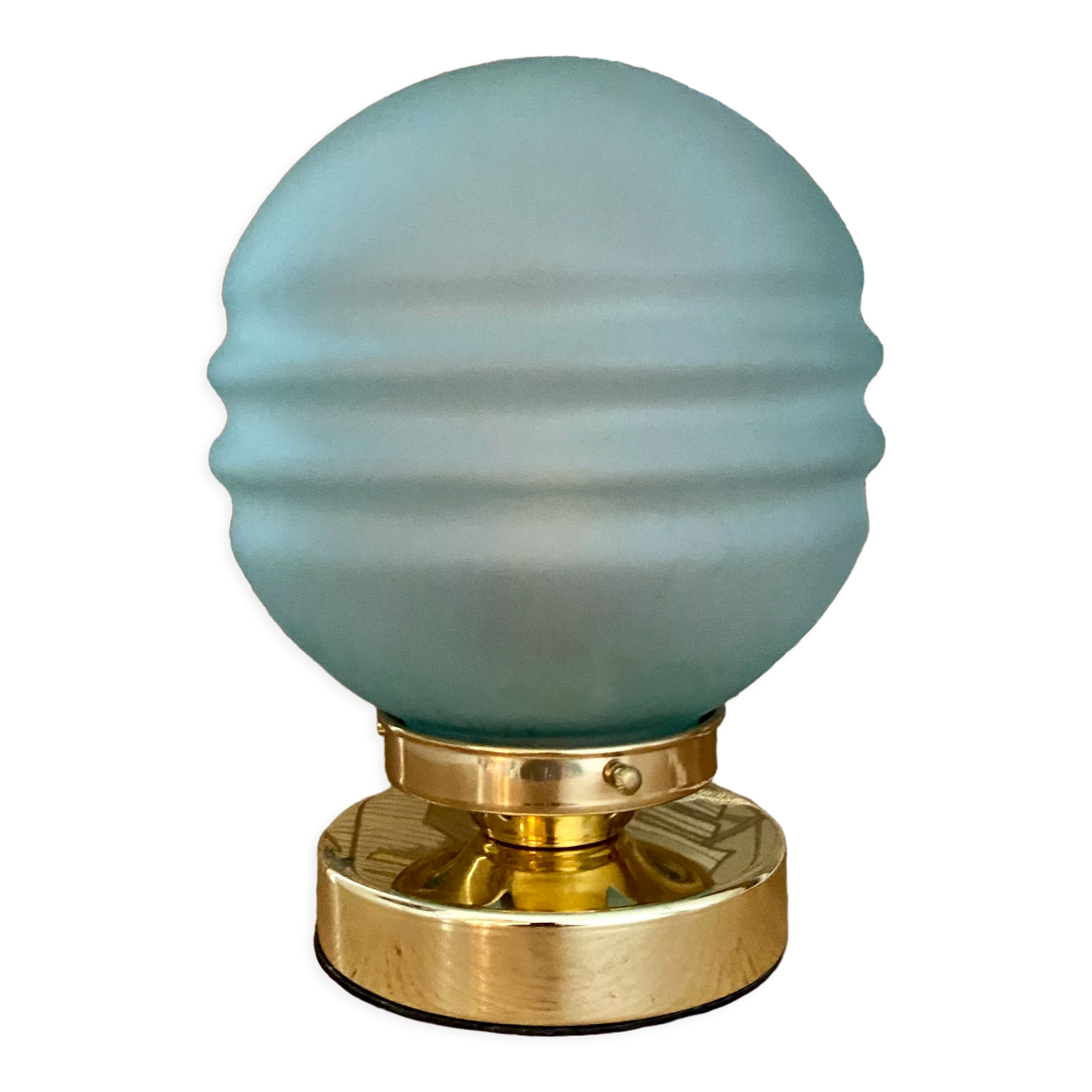 Vintage table lamp globe in blue frosted glass