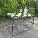 Coffee table with tiled and wrought iron finish