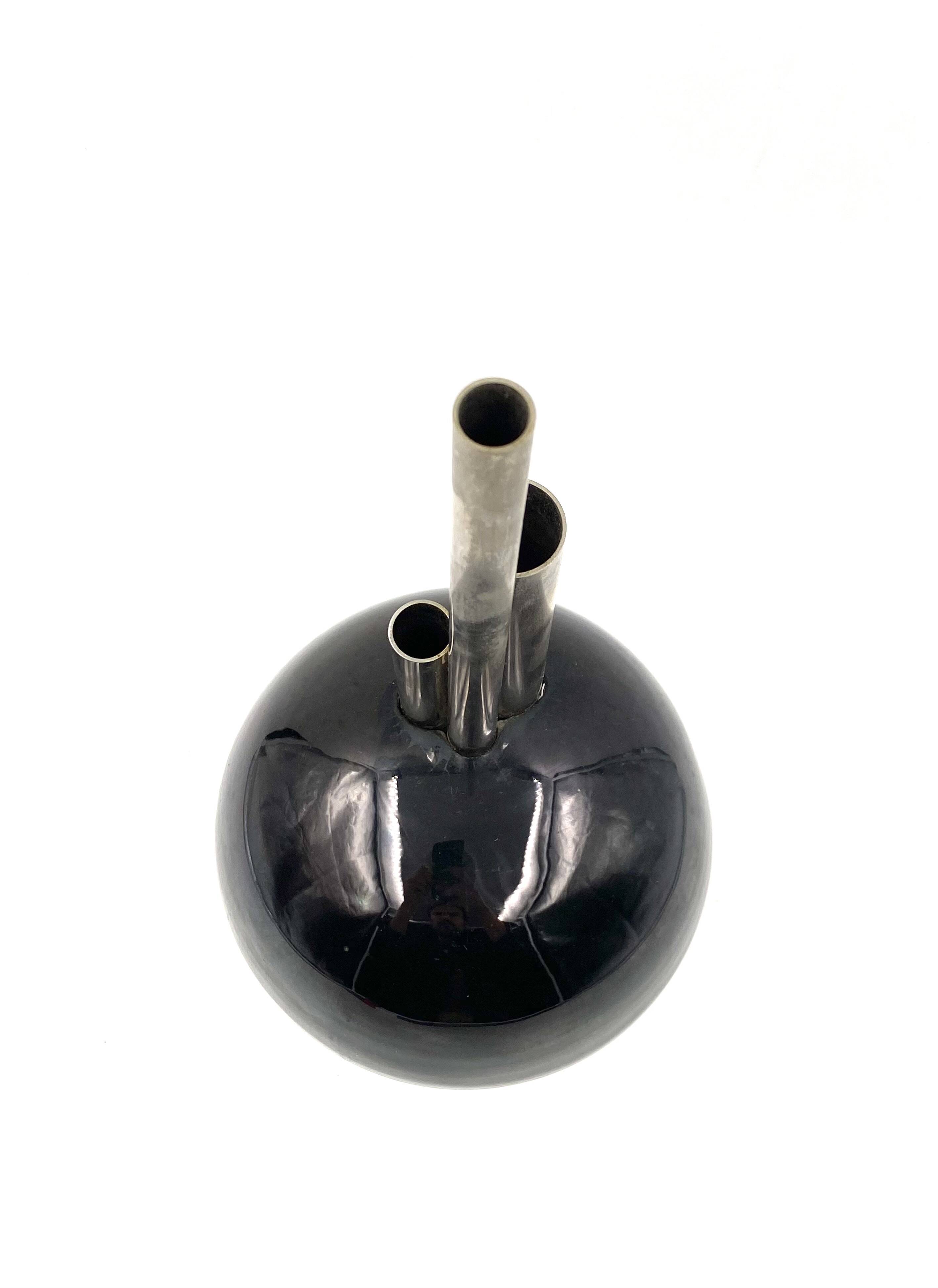 Mario Bertozzi, ceramic spherical vase, Marber Italy, 1970s