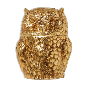Mauro manetti golden metal owl ice bucket from 1960